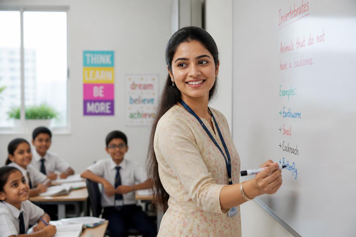Young female teacher teaching a class